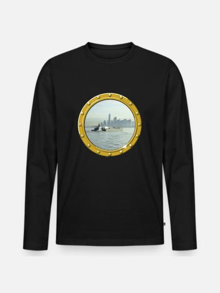 New York-Upper Bay - Men's Premium Organic Long Sleeve Shirt - black