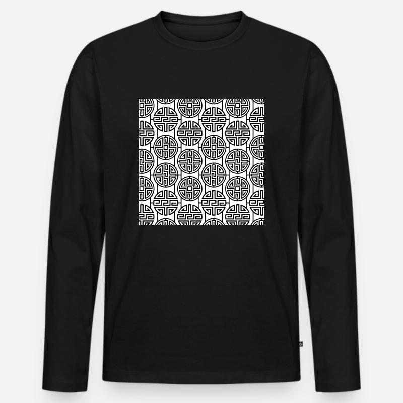 Chinesisches Muster - Männer Premium Bio Langarmshirt - Schwarz