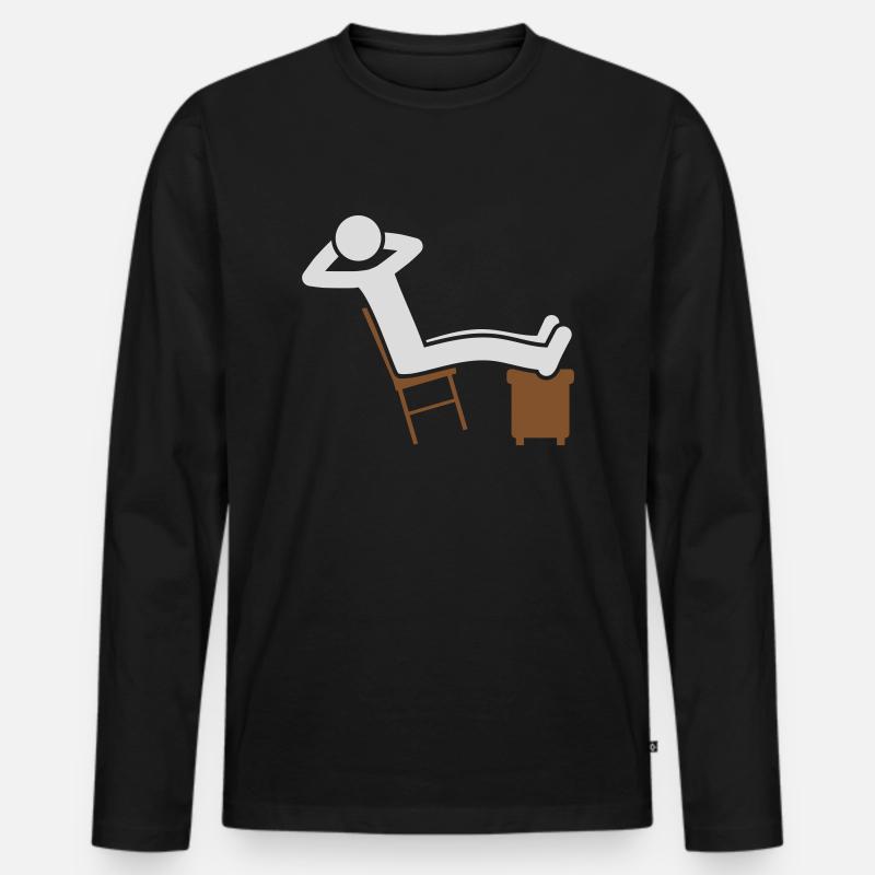 Chillen Mann Stuhl Icon - Männer Premium Bio Langarmshirt - Schwarz