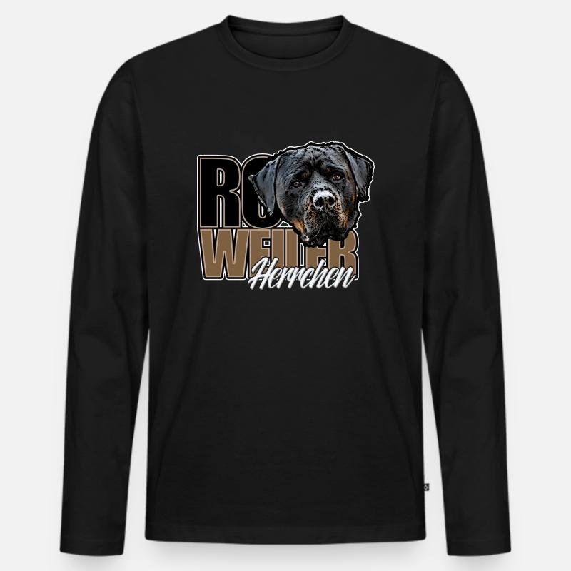 Rottie Herrchen - Männer Premium Bio Langarmshirt - Schwarz