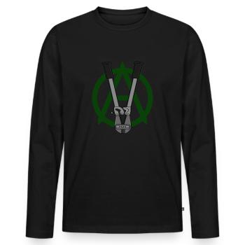Anarchisme végétalien vert foncé - T-shirt manches longues Premium bio Homme - noir - Devant - Nico (187cm)