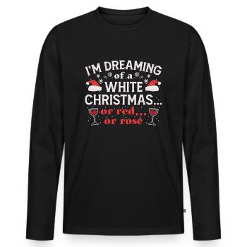 Frohe Weihnachten Weiße Weihnacht Weinglas Wein - Männer Premium Bio Langarmshirt - Schwarz - Vorne - Nico (187cm)