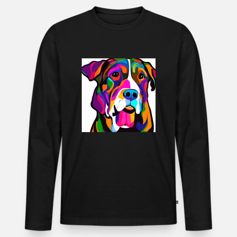 Hunde, digitale Malerei, Pop Art - Männer Premium Bio Langarmshirt - Schwarz