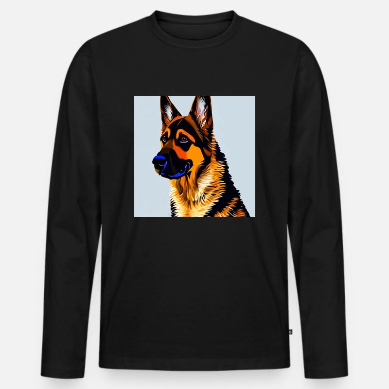 Deutscher Schäferhund, digitale Malerei, - Männer Premium Bio Langarmshirt - Schwarz