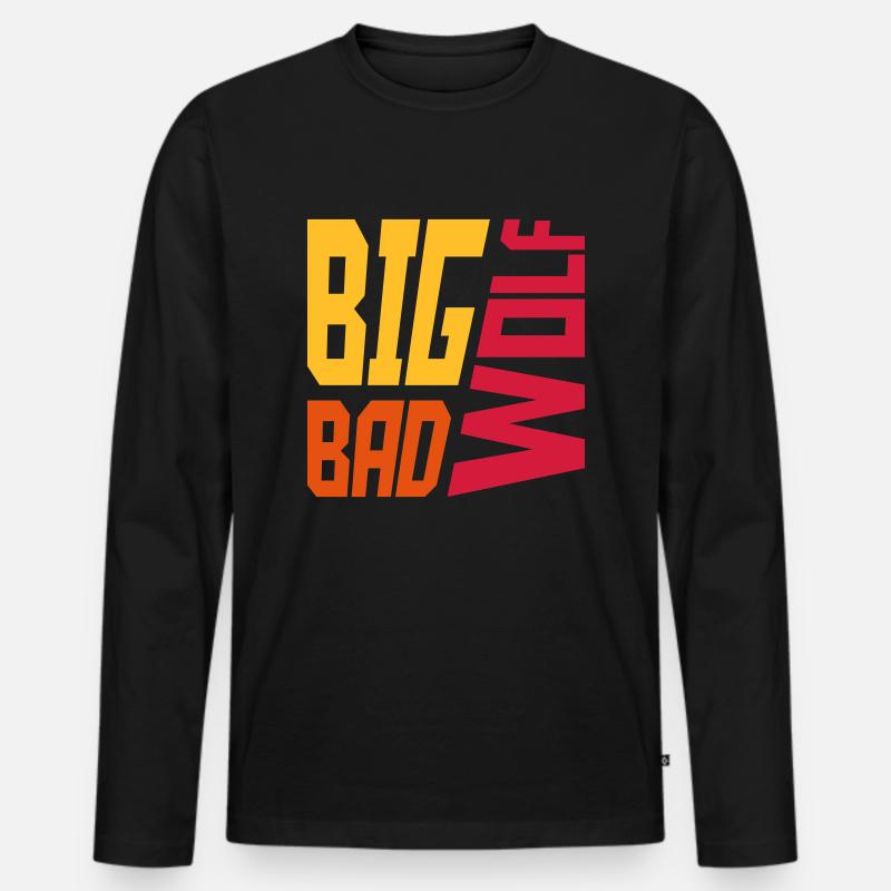 big bad wolf Zitat - Männer Premium Bio Langarmshirt - Schwarz