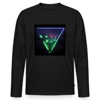 Trippy Dystopian Landscape Triangle - Männer Premium Bio Langarmshirt - Schwarz - Vorne - Nico (187cm)
