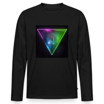 Triangle cityscape Tokio neon lights at night - Männer Premium Bio Langarmshirt - Schwarz - Vorne - Nico (187cm)