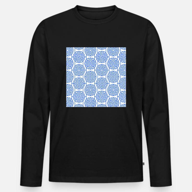 Chinesisches Muster - Männer Premium Bio Langarmshirt - Schwarz