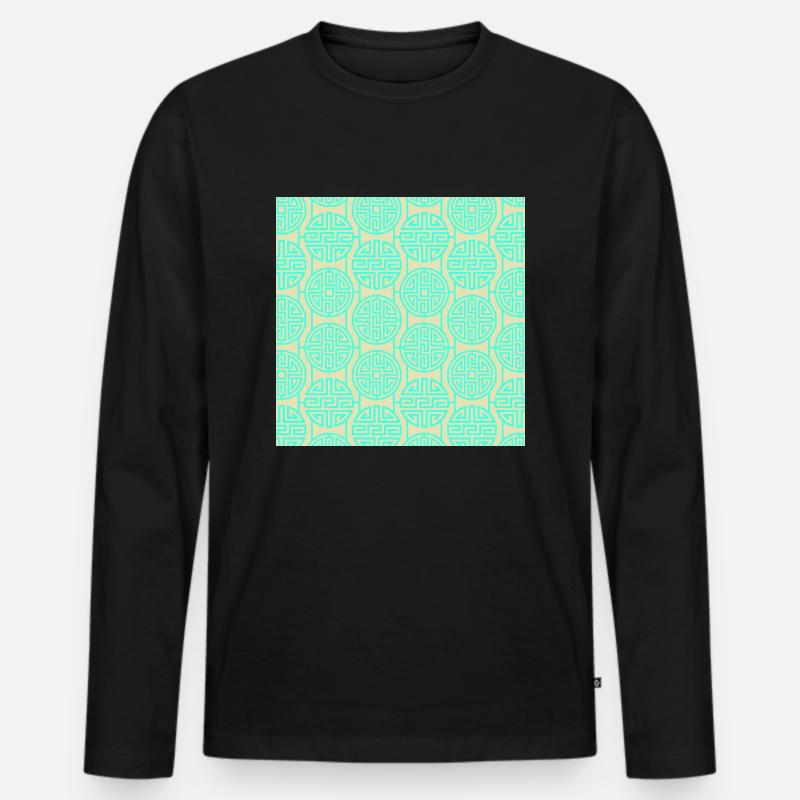 Chinesisches Muster - Männer Premium Bio Langarmshirt - Schwarz