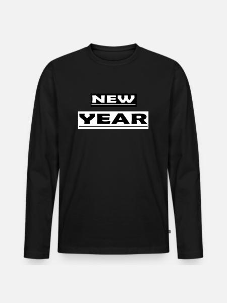 New Year - Männer Premium Bio Langarmshirt - Schwarz