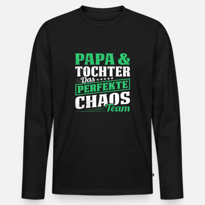 Papa & Tochter Das perfekte Chaos Team - Männer Premium Bio Langarmshirt - Schwarz