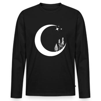 Lune Céleste pins arbre - T-shirt manches longues Premium bio Homme - noir - Devant - Nico (187cm)