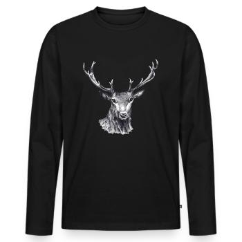 Deer - Men's Premium Organic Long Sleeve Shirt - black - Front - Nico (187cm)