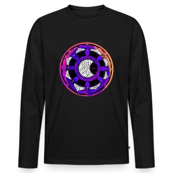 Moon Mandala 5 purple orange pink - Men's Premium Organic Long Sleeve Shirt - black - Front - Nico (187cm)