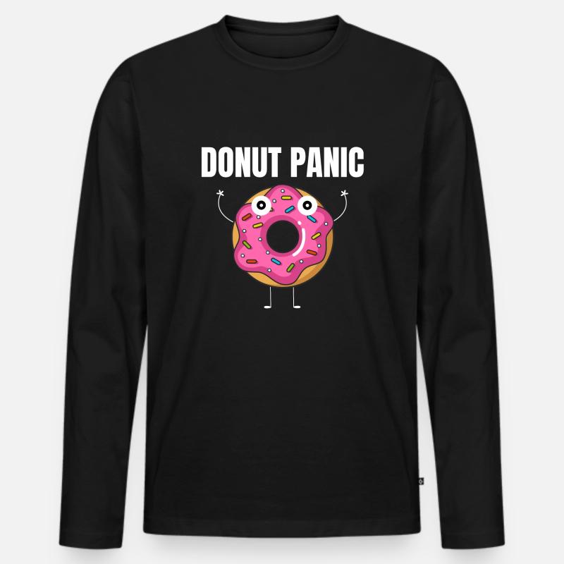 Donut Panik - Männer Premium Bio Langarmshirt - Schwarz