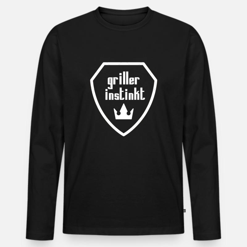 Grillerinstinkt - Männer Premium Bio Langarmshirt - Schwarz
