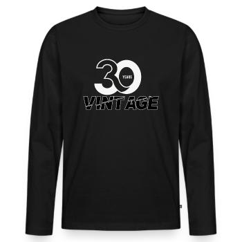 Vintage 30 Years - Men's Premium Organic Long Sleeve Shirt - black - Front - Nico (187cm)