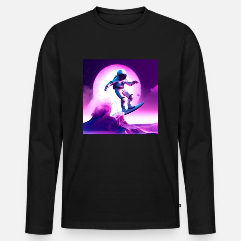 ASTRONAUT SURFER - Männer Premium Bio Langarmshirt - Schwarz