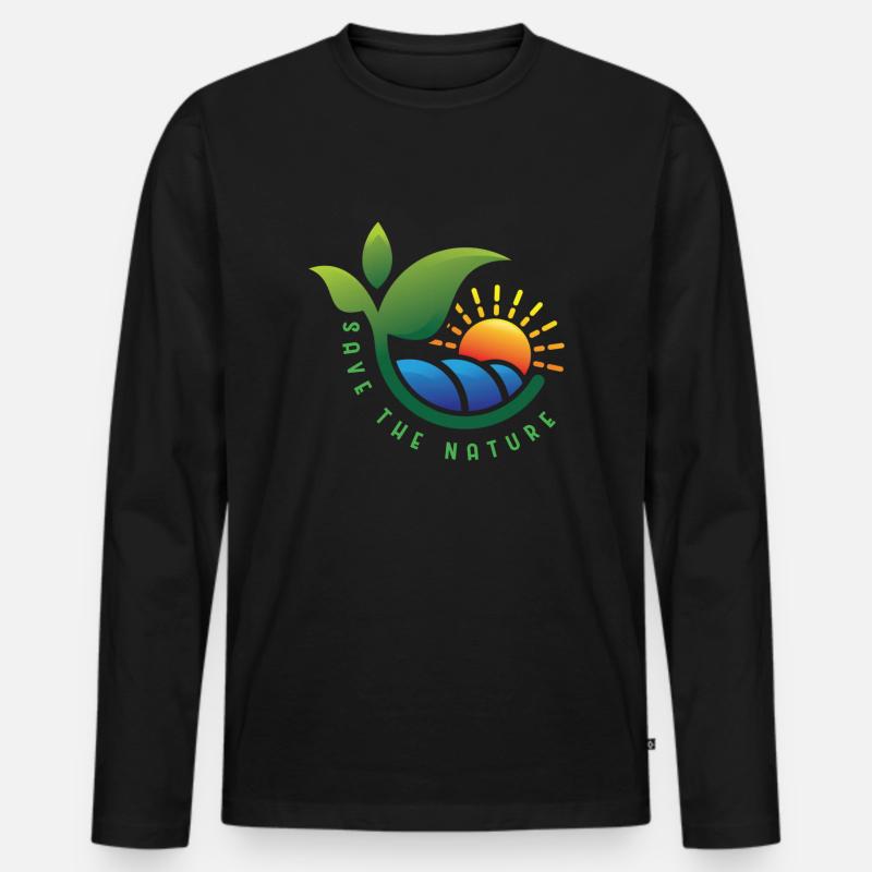 Save the Nature - Männer Premium Bio Langarmshirt - Schwarz