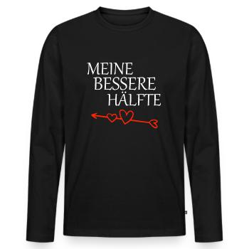 Partnershirt meine bessere Hälfte - Männer Premium Bio Langarmshirt - Schwarz - Vorne - Nico (187cm)