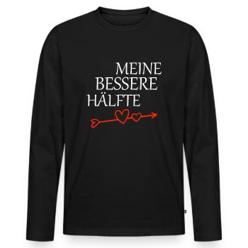 Partnershirt meine bessere Hälfte - Männer Premium Bio Langarmshirt - Schwarz - Vorne - Nico (187cm)