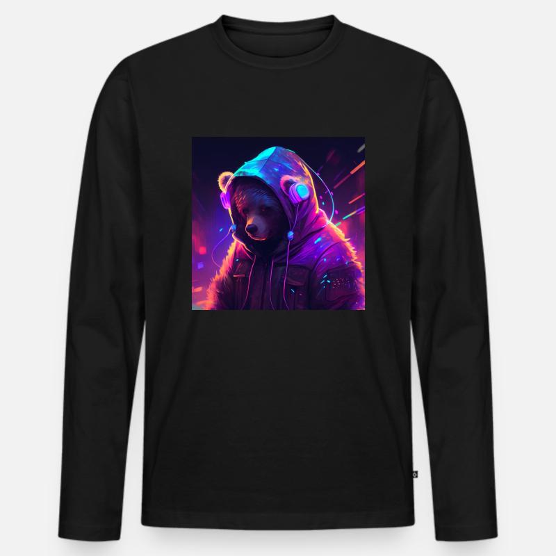 cool gaming bär - Männer Premium Bio Langarmshirt - Schwarz