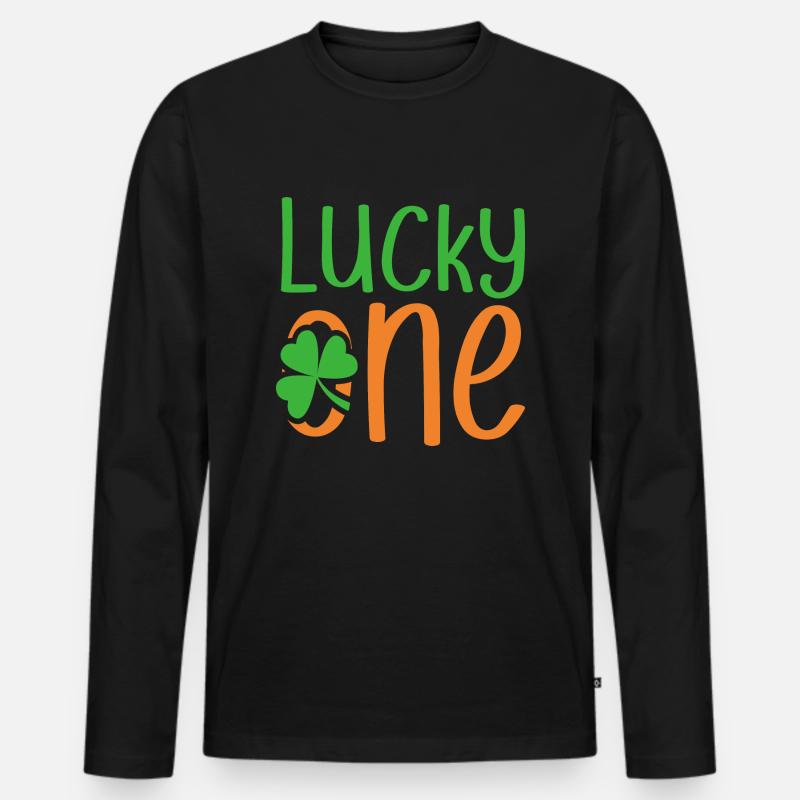 Lucky One St. Patricks Day - Männer Premium Bio Langarmshirt - Schwarz