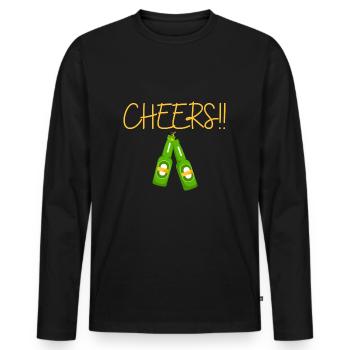 CHEERS - Men's Premium Organic Long Sleeve Shirt - black - Front - Nico (187cm)