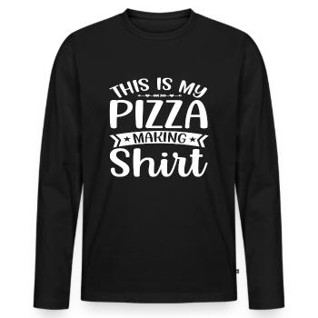 This is my Pizza making Shirt - Männer Premium Bio Langarmshirt - Schwarz - Vorne - Nico (187cm)