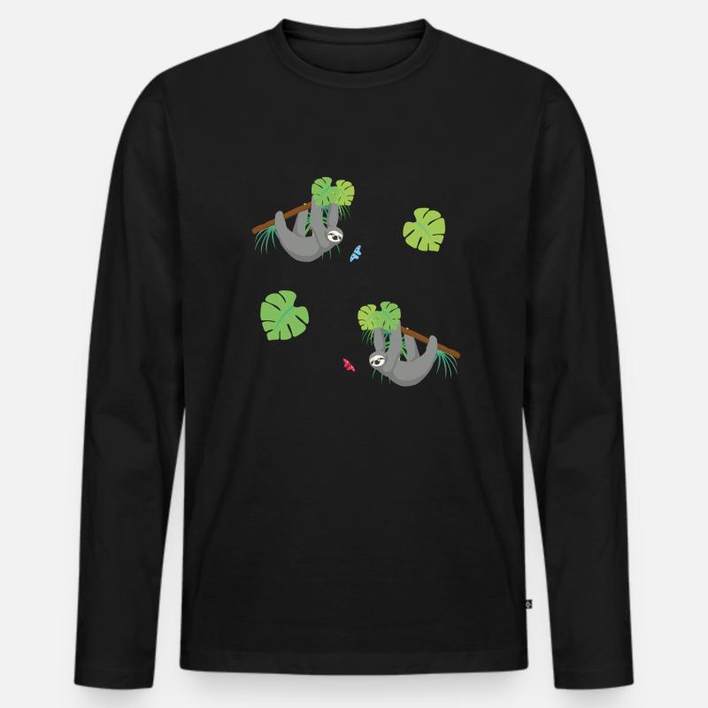 Faultiere - Männer Premium Bio Langarmshirt - Schwarz