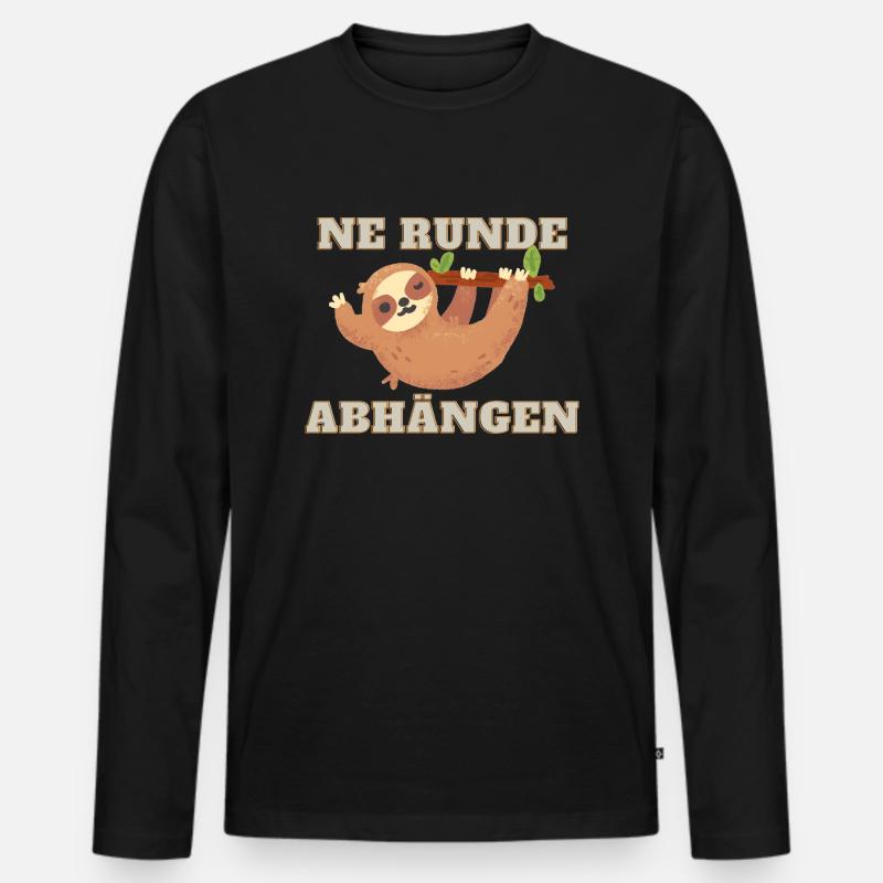 Faultier - Männer Premium Bio Langarmshirt - Schwarz