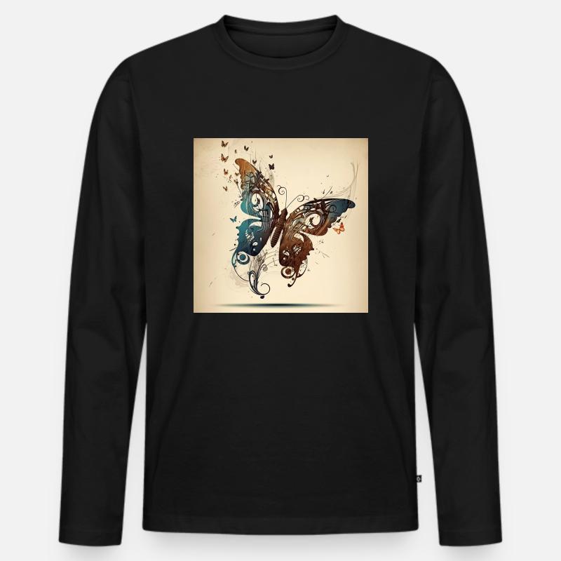 Schmetterling, Notizen - Männer Premium Bio Langarmshirt - Schwarz