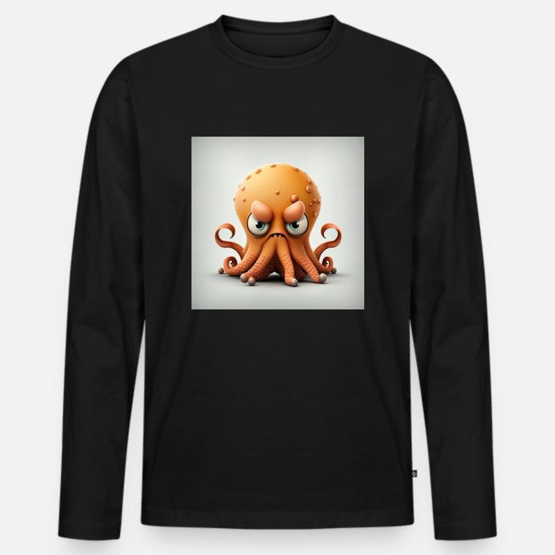 Verärgerte Krake Geschenk - Männer Premium Bio Langarmshirt - Schwarz