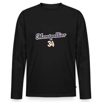 Montpellier France 34 - T-shirt manches longues Premium bio Homme - noir - Devant - Nico (187cm)