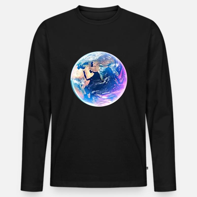Welt - Männer Premium Bio Langarmshirt - Schwarz