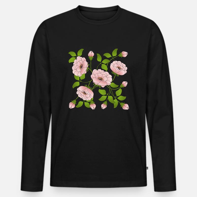 Blumen - Männer Premium Bio Langarmshirt - Schwarz
