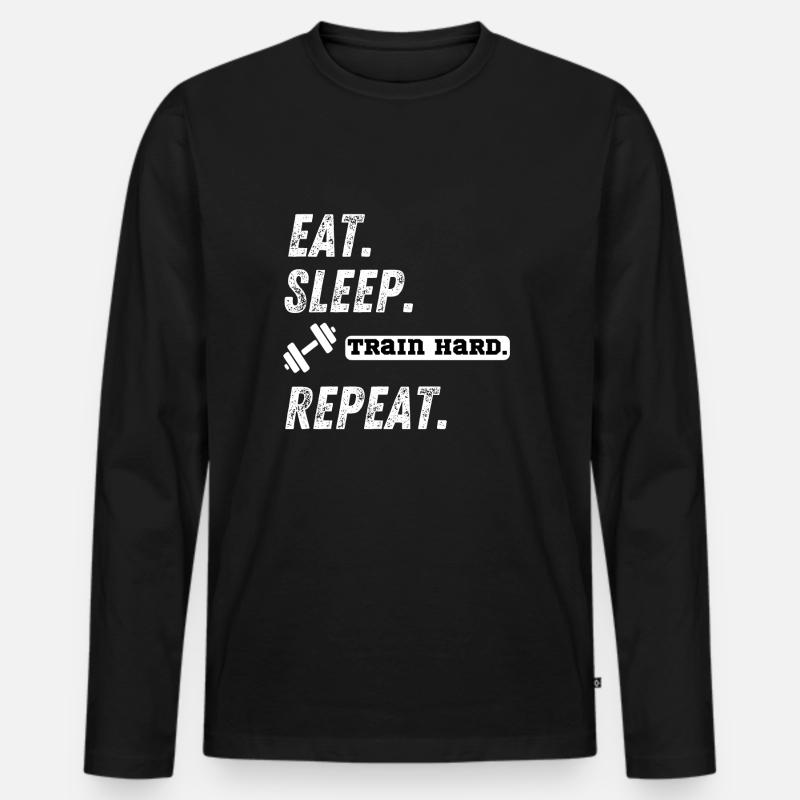 Fitnesstraining hart - Männer Premium Bio Langarmshirt - Schwarz