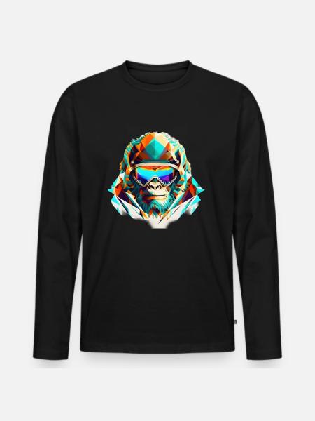 Cool gorilla skier - Men's Premium Organic Long Sleeve Shirt - black