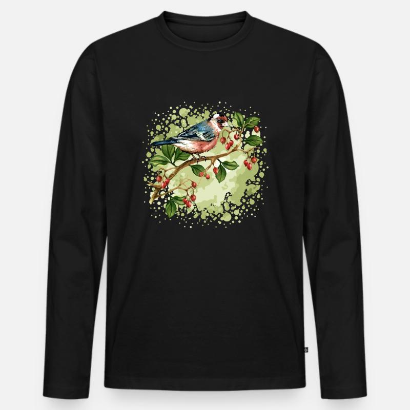 Bunter Vogel - Männer Premium Bio Langarmshirt - Schwarz