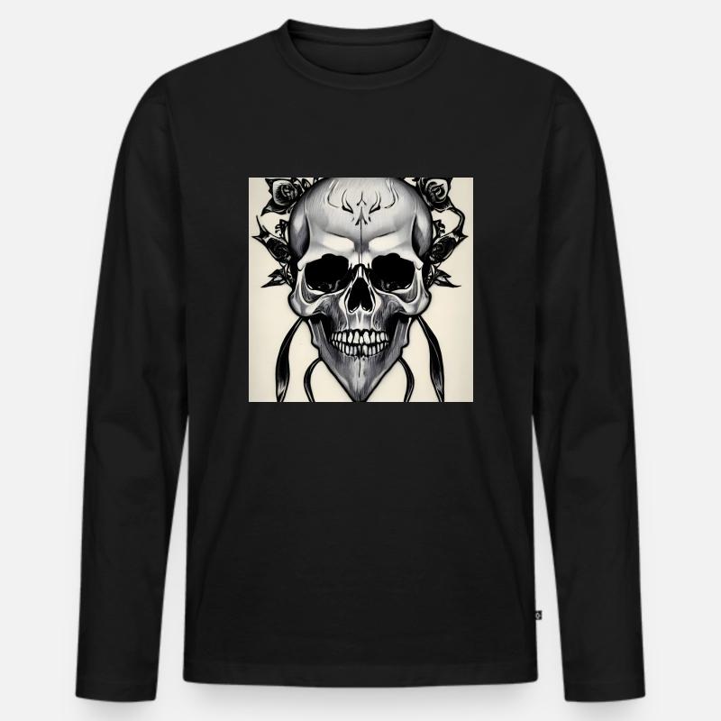 Gothic Totenkopf - Männer Premium Bio Langarmshirt - Schwarz