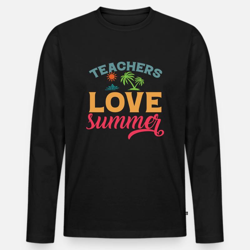 Teachers love Summer - Männer Premium Bio Langarmshirt - Schwarz