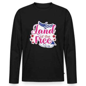 Land of the Free - Men's Premium Organic Long Sleeve Shirt - black - Front - Nico (187cm)