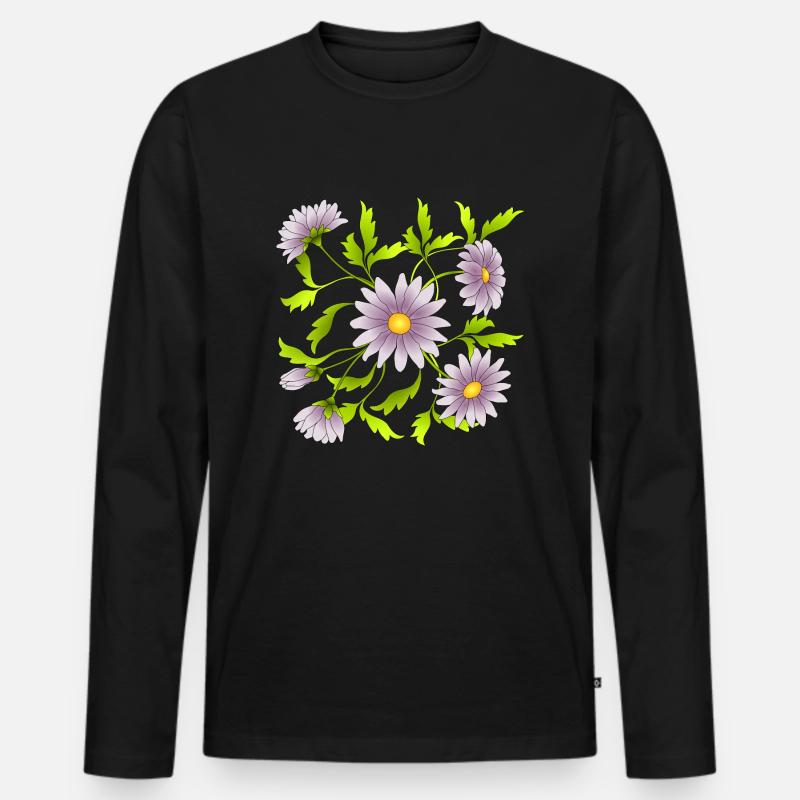 Blumen - Männer Premium Bio Langarmshirt - Schwarz