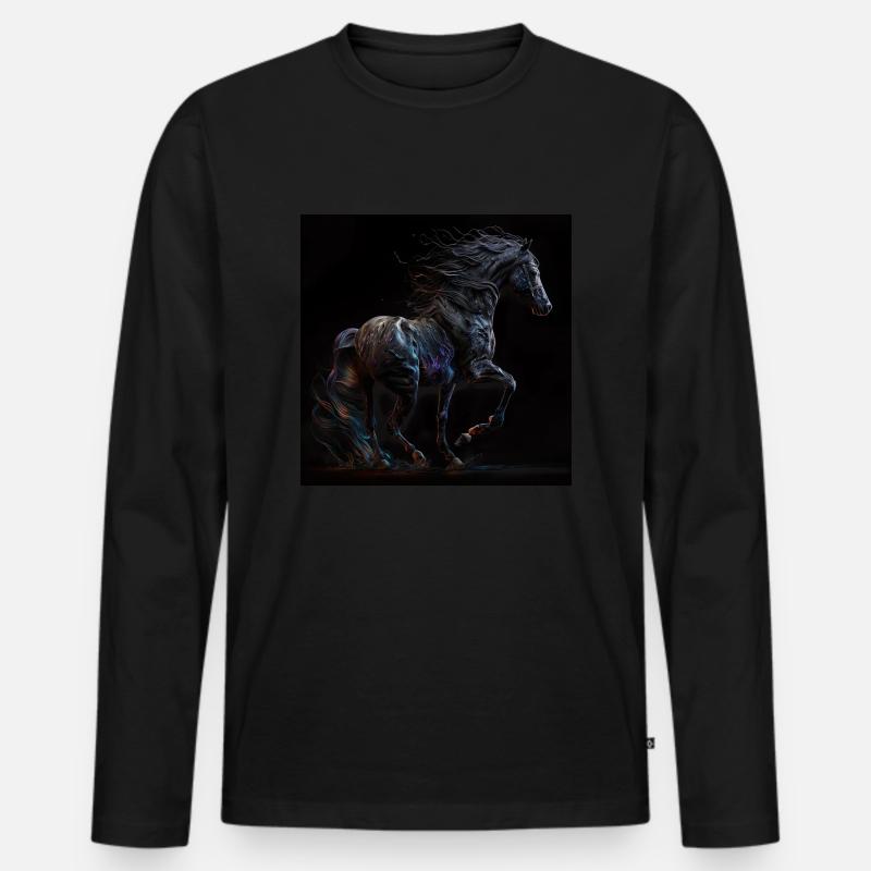 Feuriges Pferd - Männer Premium Bio Langarmshirt - Schwarz