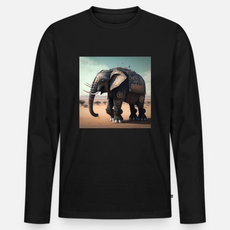 Elefant in Kenia 2 - Männer Premium Bio Langarmshirt - Schwarz