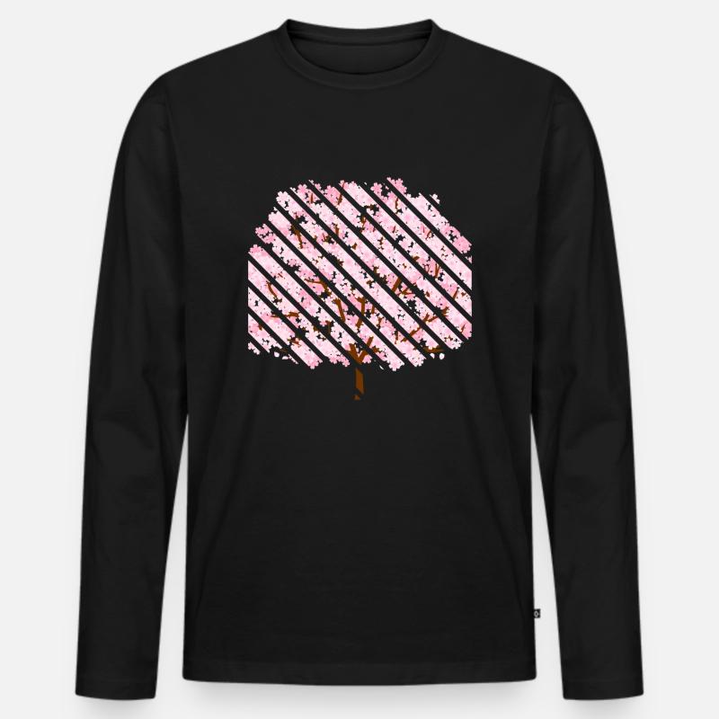 Kirschblüte im Frühling - Männer Premium Bio Langarmshirt - Schwarz