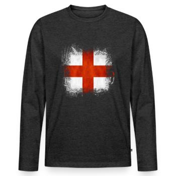 England UK London British English United Kingdom - Men's Premium Organic Long Sleeve Shirt - heather anthracite - Front - Nico (187cm)