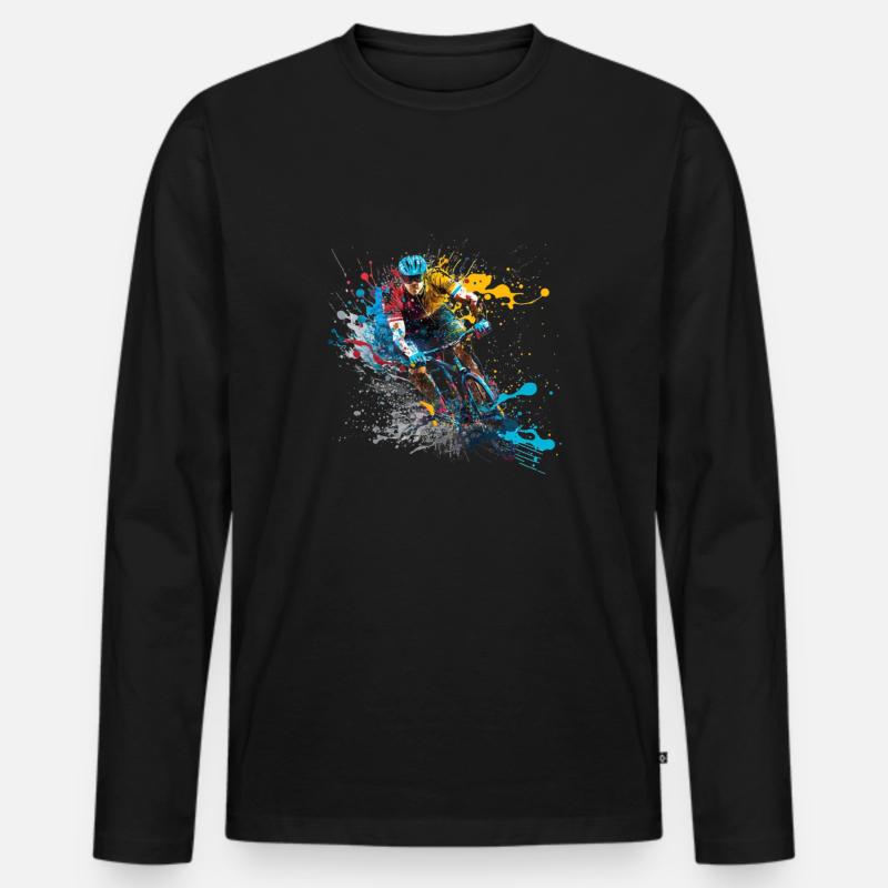 Radfahrer - Männer Premium Bio Langarmshirt - Schwarz