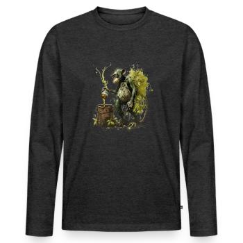 Colle Hobbybrauer Schimpanse mit Bier - Männer Premium Bio Langarmshirt - Anthrazit meliert - Vorne - Nico (187cm)