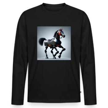 Roboterpferd Version 1 - Männer Premium Bio Langarmshirt - Schwarz - Vorne - Nico (187cm)